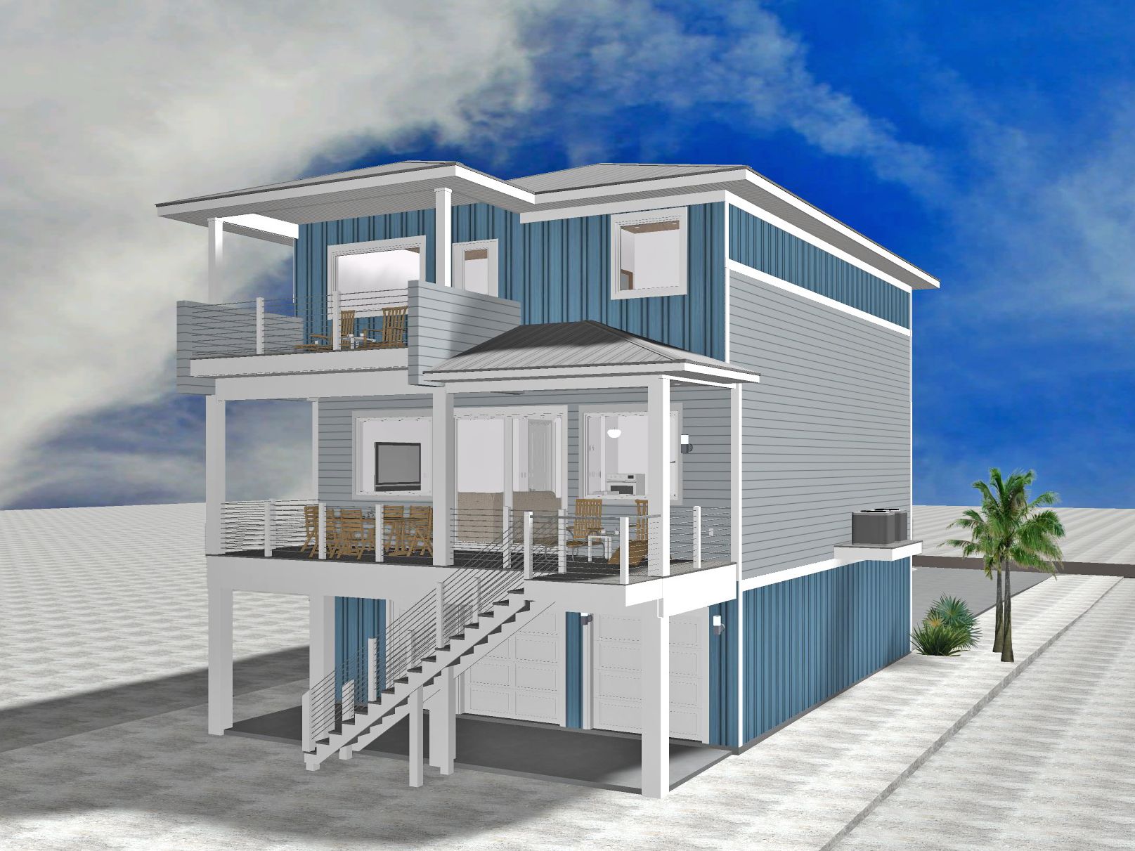 Bergeron modern coastal piling home on Navarre Beach