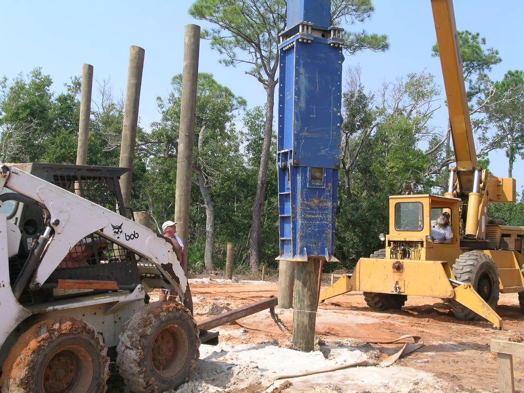 Piling installation by Acorn Fine Homes