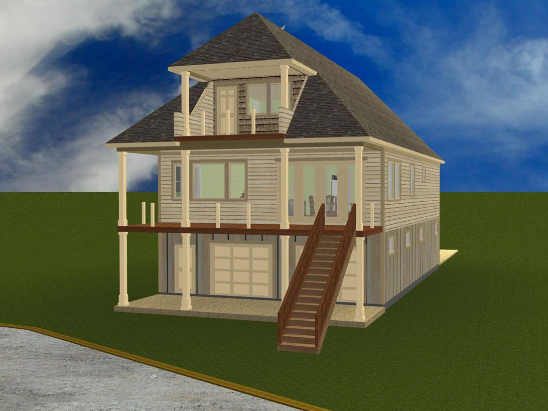 rear view CAD model of Walker residence in Navarre