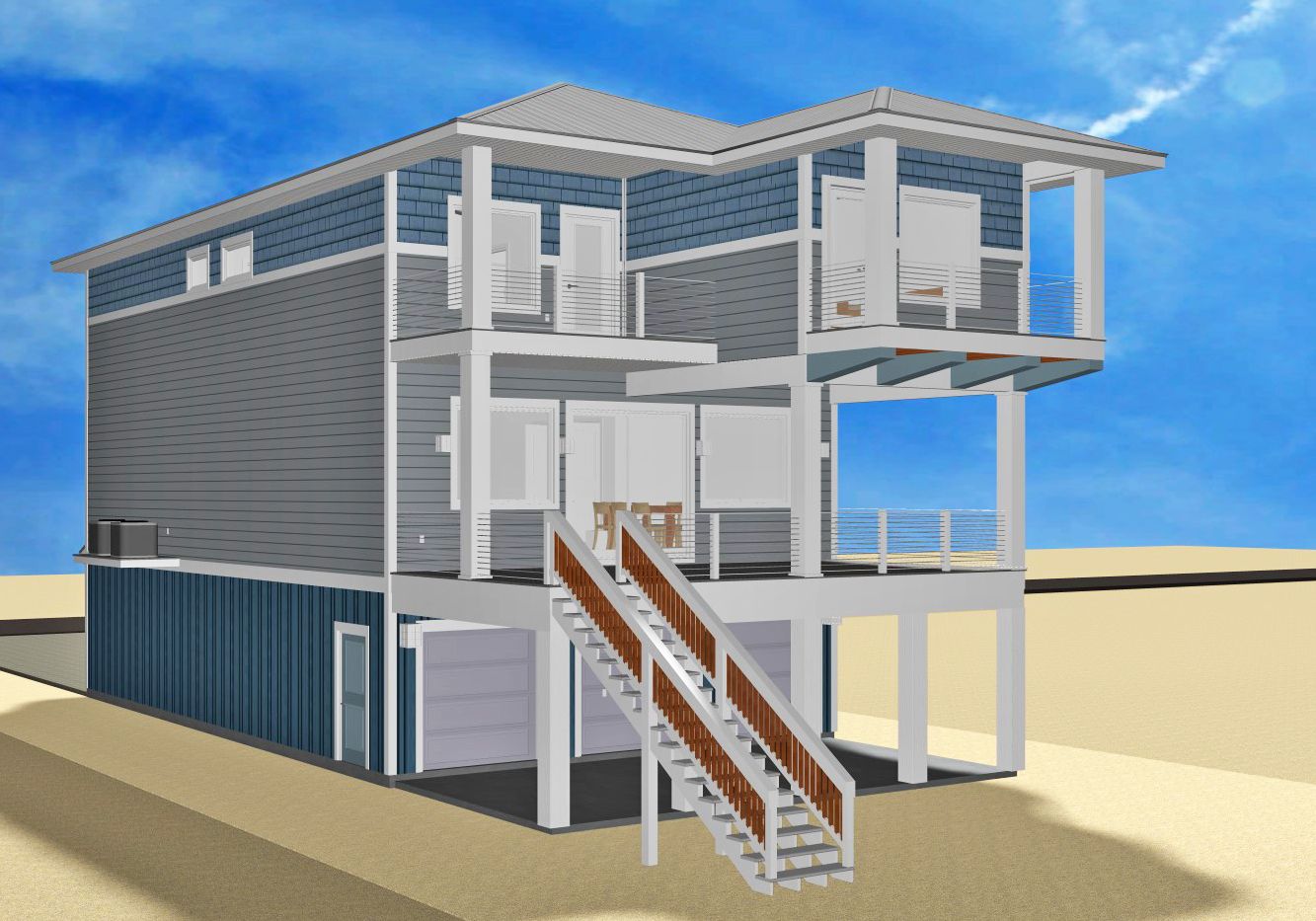 Smith coastal modern piling home on Navarre Beach by Acorn Fine Homes