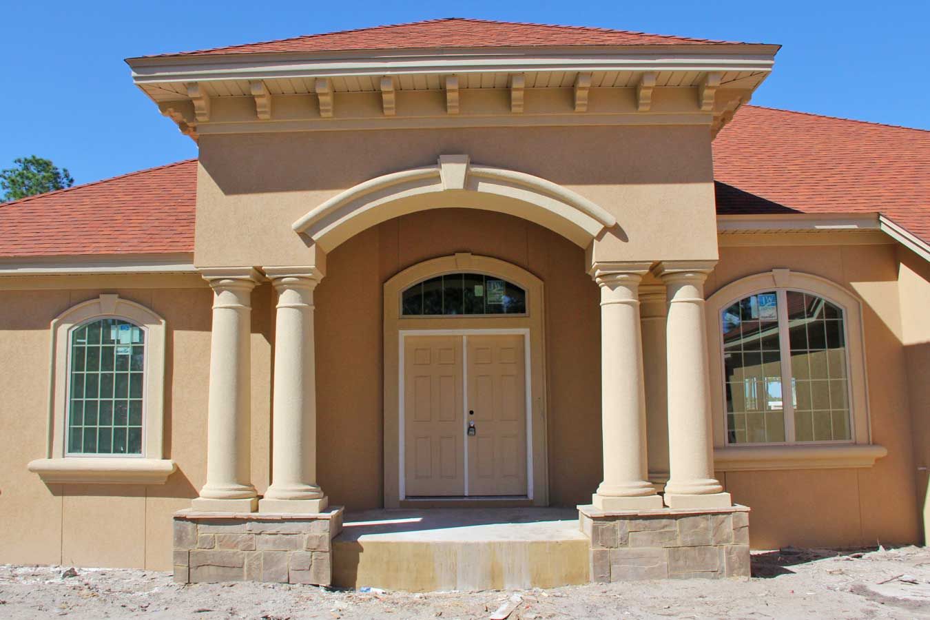 stucco & stone porch