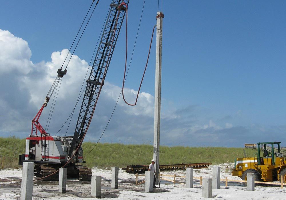 Piling installation by Acorn Fine Homes