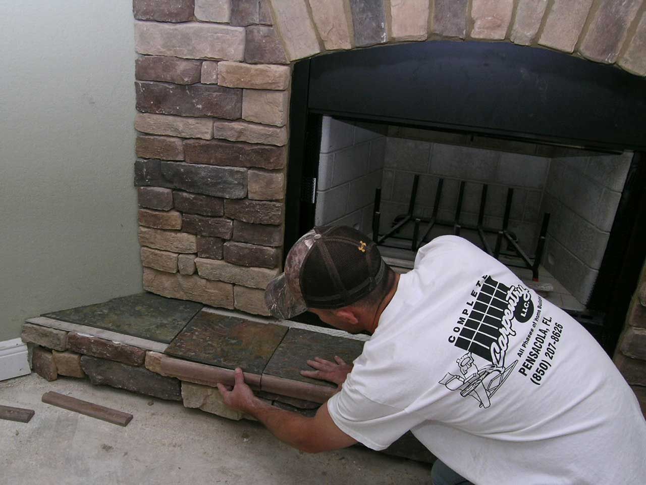 slate hearth for Acorn Fine Homes