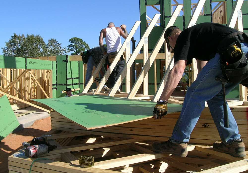 preassembling trusses for Acorn Construction