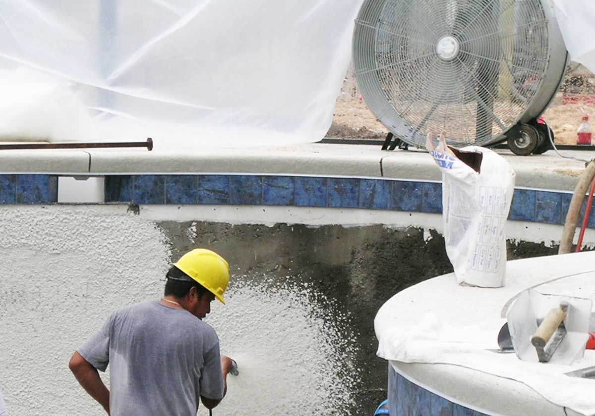 plastering the pool