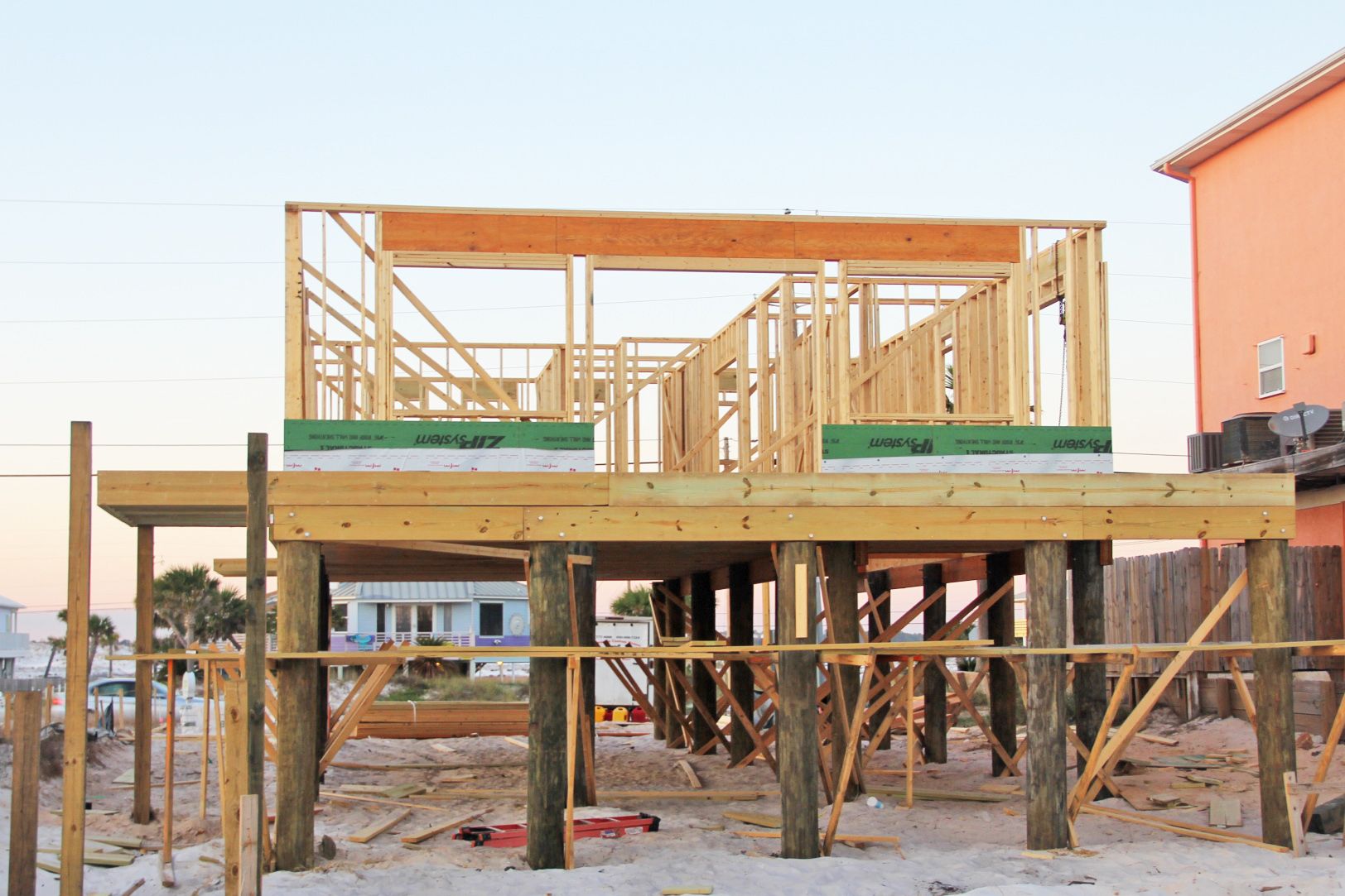 Smith coastal transitional style piling home on Navarre Beach