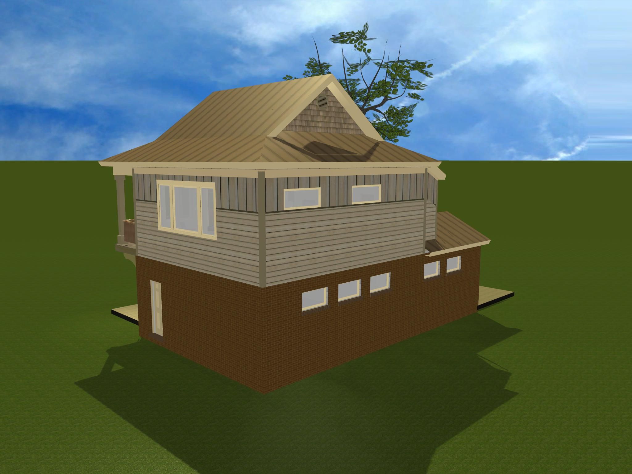 CAD model of rear view of Acorn Design Studio in Gulf Breeze