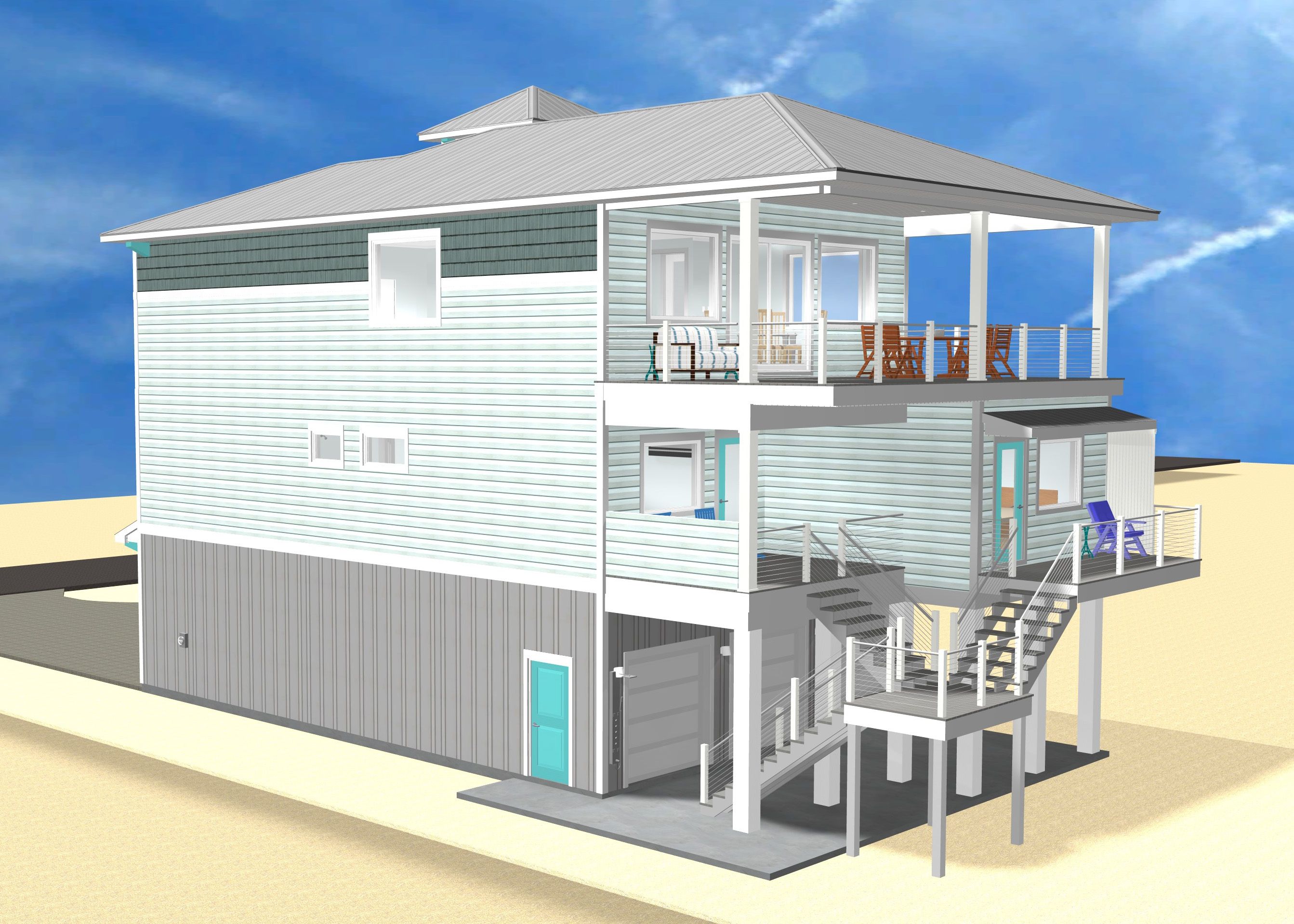 Wunderlick modern coastal piling home on Navarre Beach