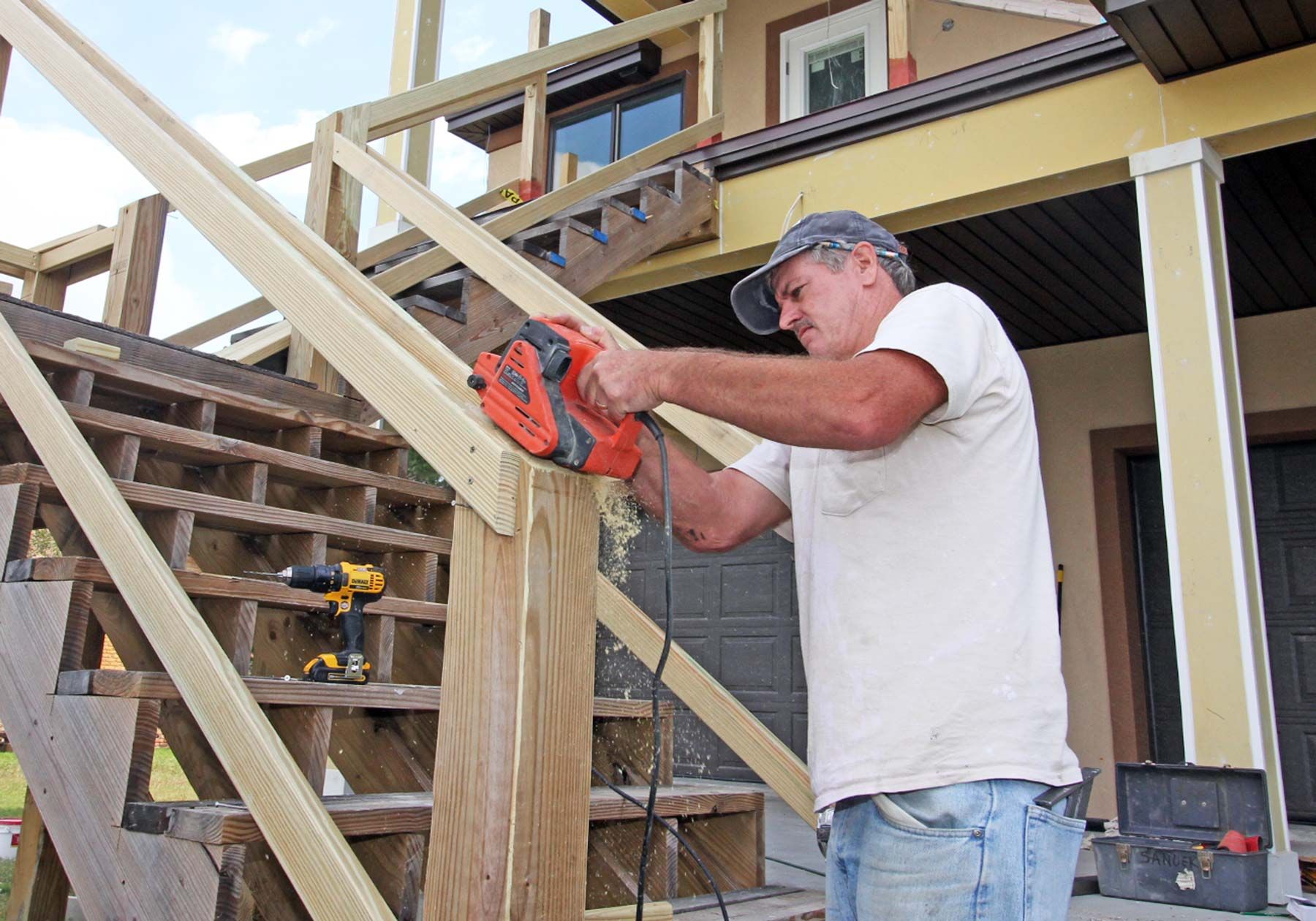 Exterior stair trim by Acorn Fine Homes