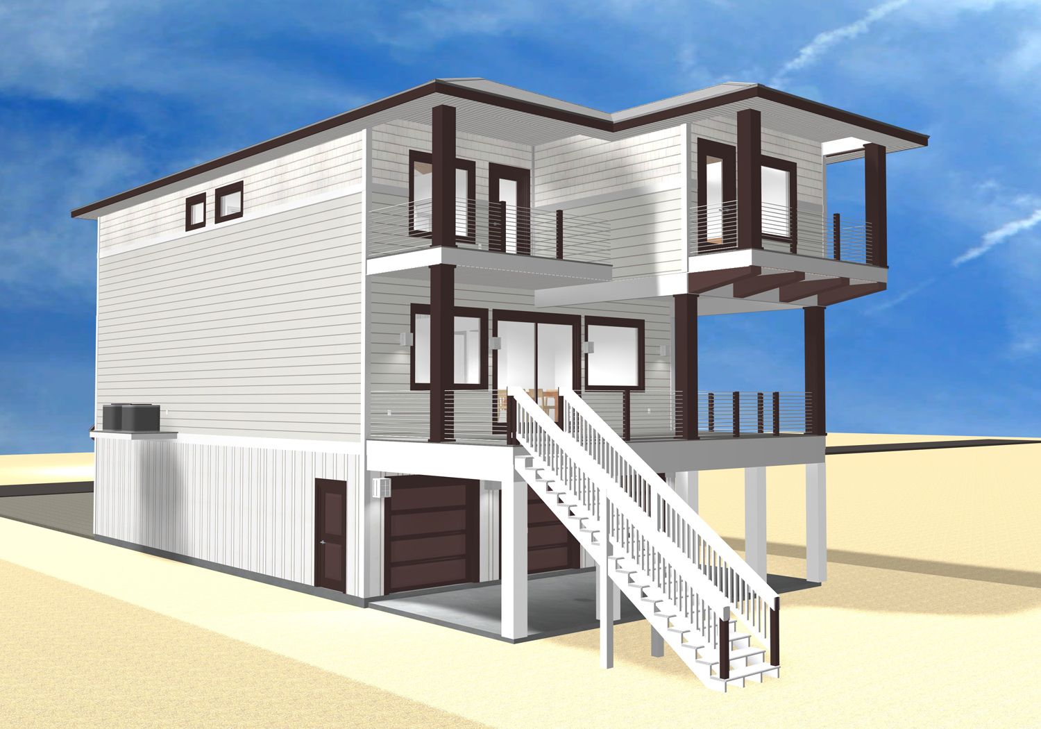 Smith coastal modern piling home on Navarre Beach by Acorn Fine Homes