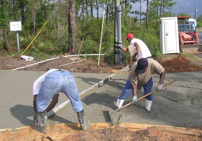 Screeding the concrete