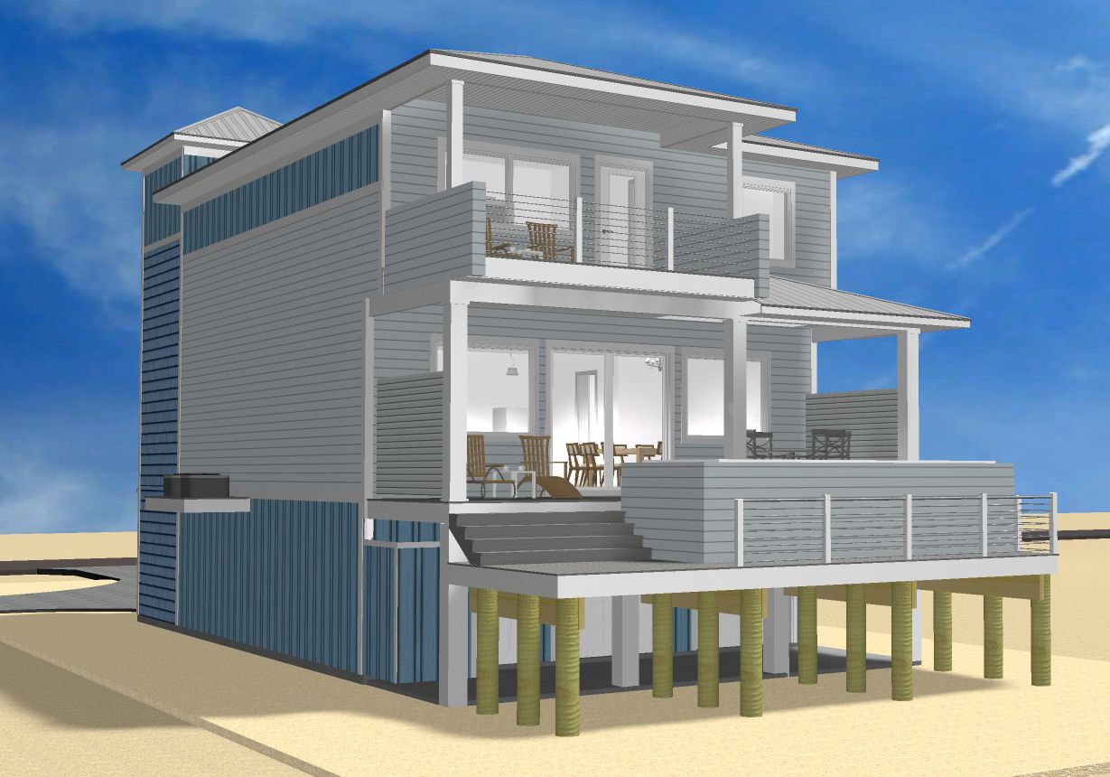 Davis modern coastal piling home on Navarre Beach by Acorn Fine Homes