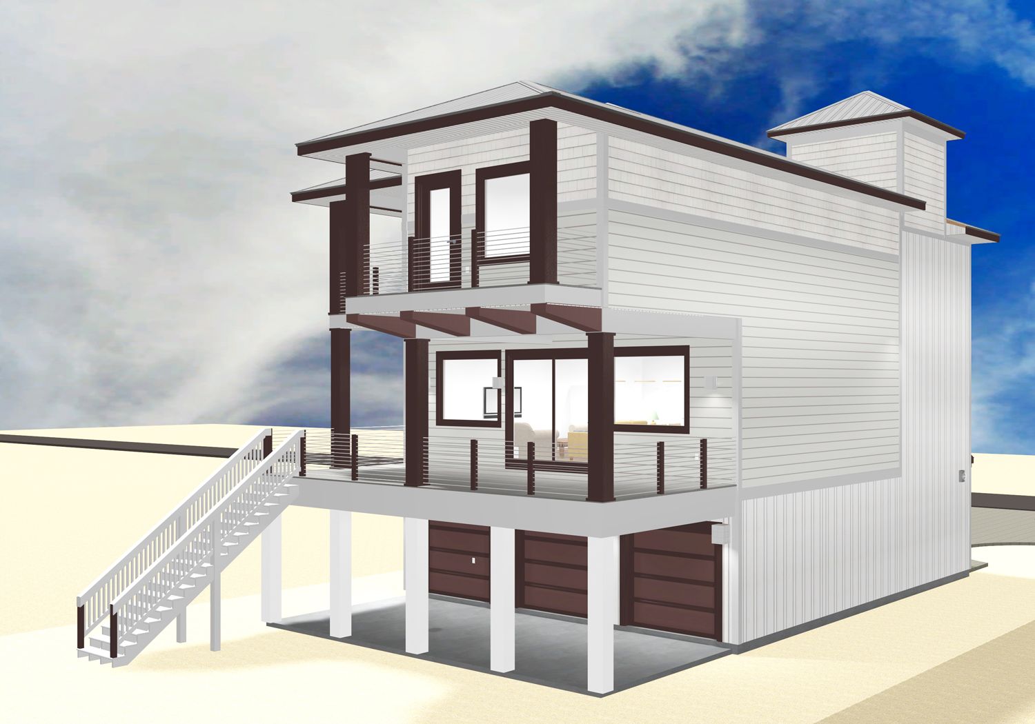 Smith coastal modern piling home on Navarre Beach by Acorn Fine Homes