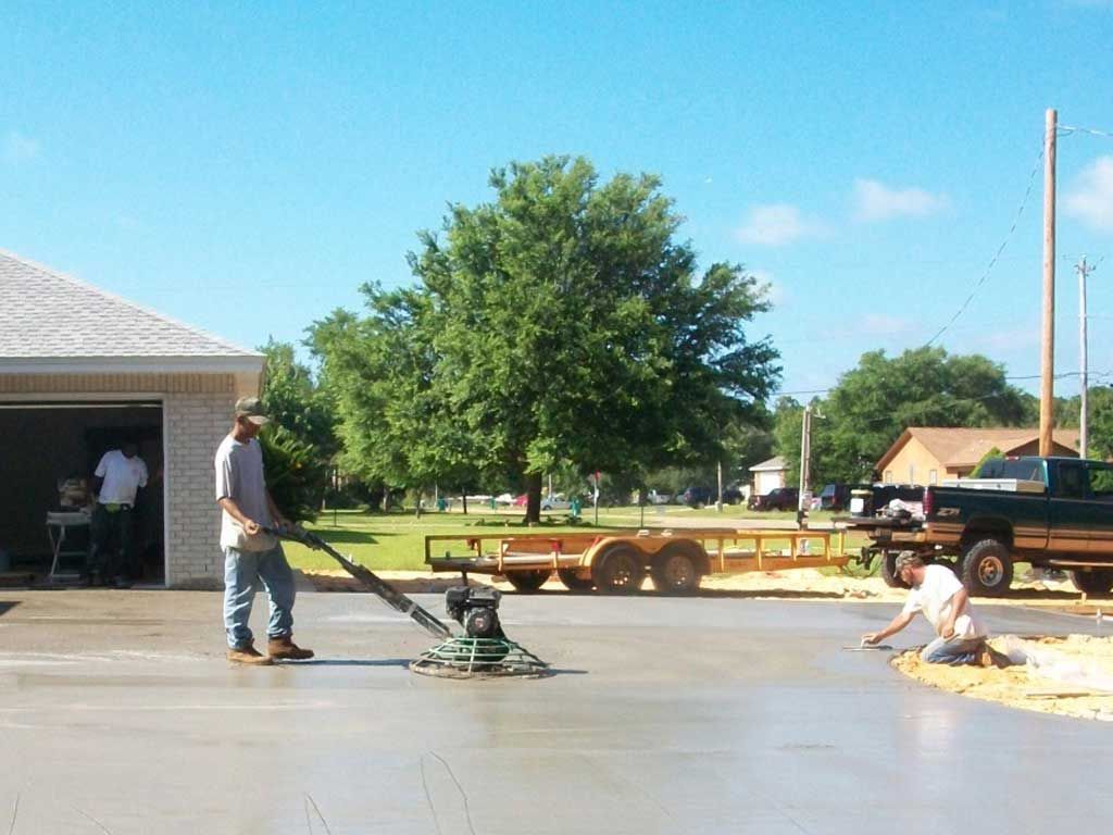 troweling the driveway