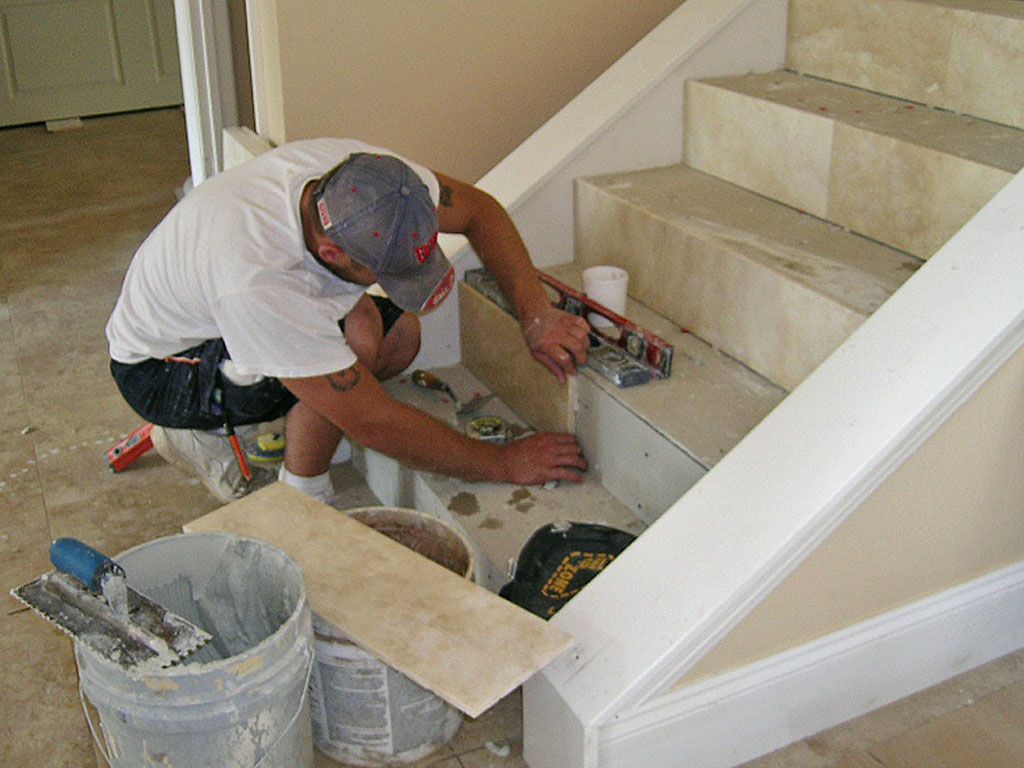 travertine stair case